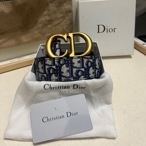 Dior Blue and Gold Men's Belt